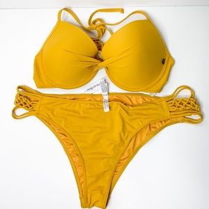 NWT La Vie En Rose Yellow Bikini XL XXL